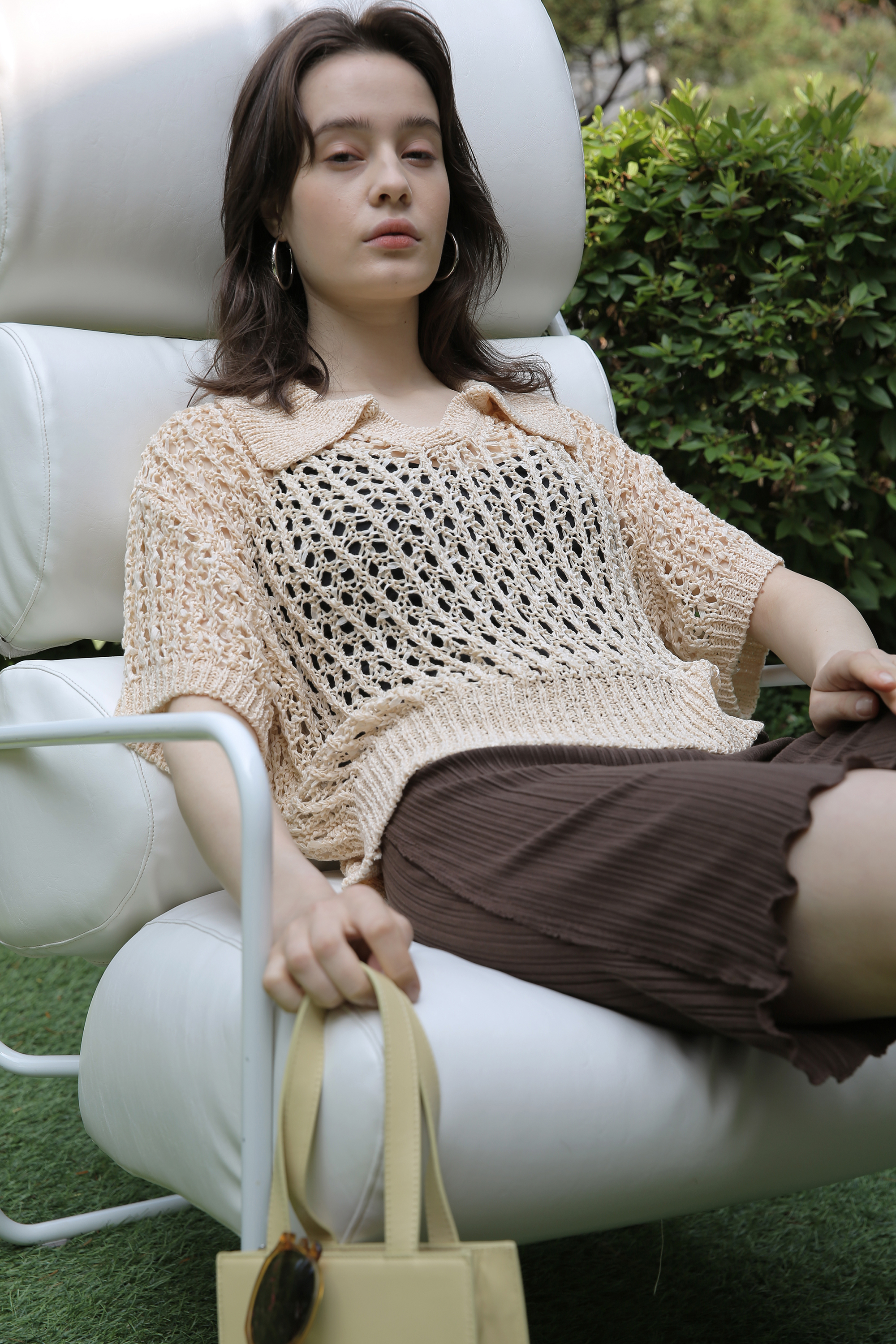 CHESS KNIT TOP_BEIGE